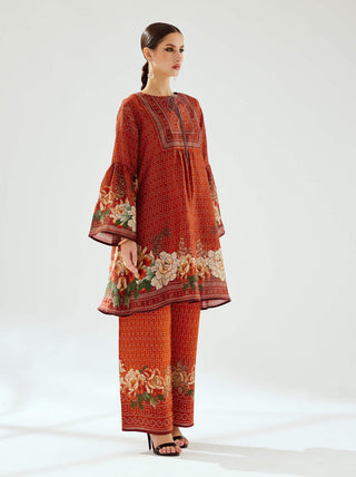 Rajdeep Ranawat-Pankti Rust Silk Boho Top-INDIASPOPUP.COM