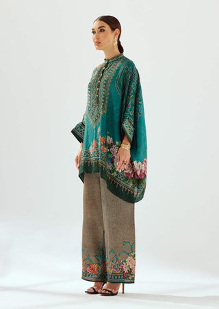 Rajdeep Ranawat-Permaz Teal Satin Palazzo And Tunic-INDIASPOPUP.COM