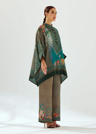 Rajdeep Ranawat-Permaz Teal Satin Palazzo And Tunic-INDIASPOPUP.COM