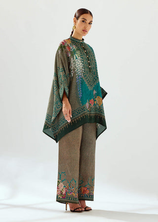 Rajdeep Ranawat-Permaz Teal Satin Palazzo And Tunic-INDIASPOPUP.COM