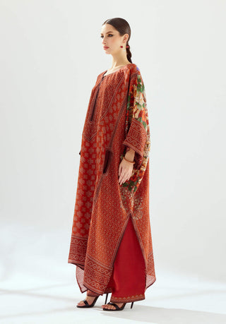 Rajdeep Ranawat-Ichika Rust Silk Kaftan-INDIASPOPUP.COM