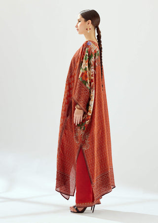 Rajdeep Ranawat-Ichika Rust Silk Kaftan-INDIASPOPUP.COM