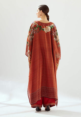 Rajdeep Ranawat-Ichika Rust Silk Kaftan-INDIASPOPUP.COM