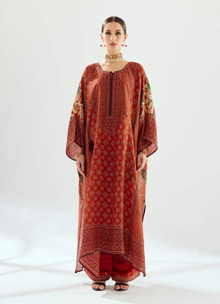 Rajdeep Ranawat-Ichika Rust Silk Kaftan-INDIASPOPUP.COM