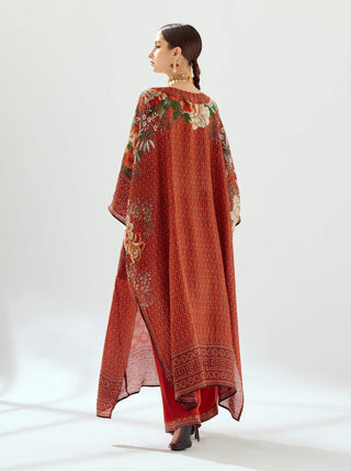 Rajdeep Ranawat-Ichika Rust Silk Kaftan-INDIASPOPUP.COM