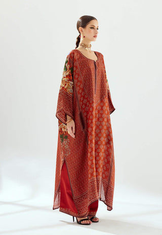 Rajdeep Ranawat-Ichika Rust Silk Kaftan-INDIASPOPUP.COM