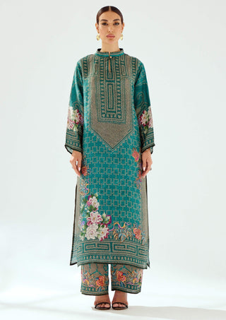 Rajdeep Ranawat-Champa Teal Long Kurta-INDIASPOPUP.COM