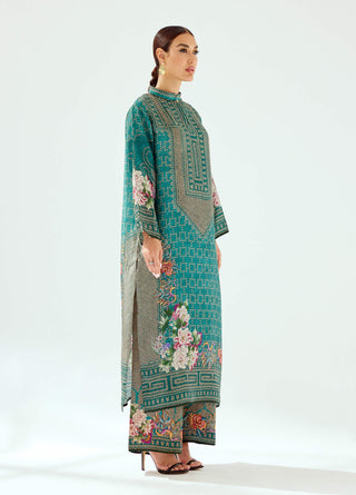 Rajdeep Ranawat-Champa Teal Long Kurta-INDIASPOPUP.COM