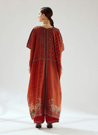 Rajdeep Ranawat-Majida Rust Silk Kaftan-INDIASPOPUP.COM