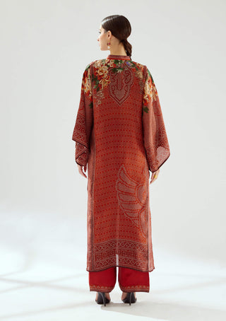 Rajdeep Ranawat-Gayatri Rust Silk Tunic-INDIASPOPUP.COM