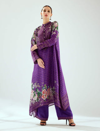 Rajdeep Ranawat-Zeynep Purple Silk Long Tunic-INDIASPOPUP.COM