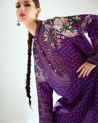 Rajdeep Ranawat-Zeynep Purple Silk Long Tunic-INDIASPOPUP.COM