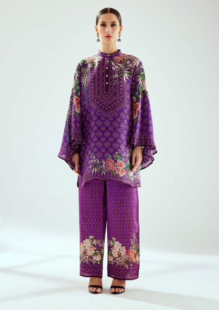 Rajdeep Ranawat-Permaz Purple Satin Palazzo And Tunic-INDIASPOPUP.COM