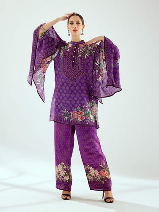 Rajdeep Ranawat-Permaz Purple Satin Palazzo And Tunic-INDIASPOPUP.COM