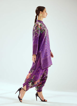 Rajdeep Ranawat-Sonth Purple Printed Dhoti Pant And Tunic-INDIASPOPUP.COM
