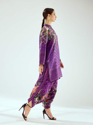 Rajdeep Ranawat-Reza Purple Printed Tunic-INDIASPOPUP.COM