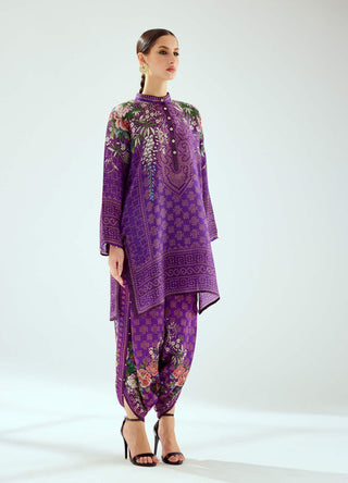 Rajdeep Ranawat-Reza Purple Printed Tunic-INDIASPOPUP.COM