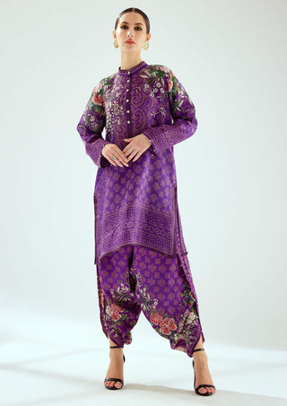 Rajdeep Ranawat-Reza Purple Printed Tunic-INDIASPOPUP.COM
