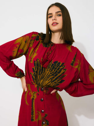 Red floral top and floral skirt
