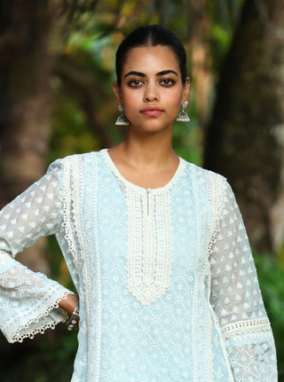 Sritha blue embroidered kurta set