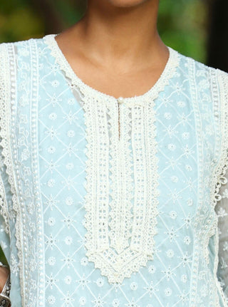 Sritha blue embroidered kurta set