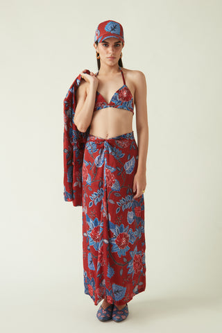 Payal Pratap-Ambon Red Printed Skirt-INDIASPOPUP.COM