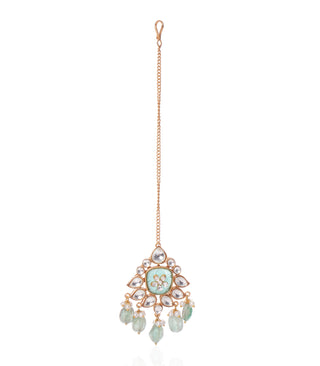 Niharika red and green polki necklace set