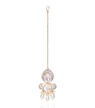 Dhriti white polki necklace set