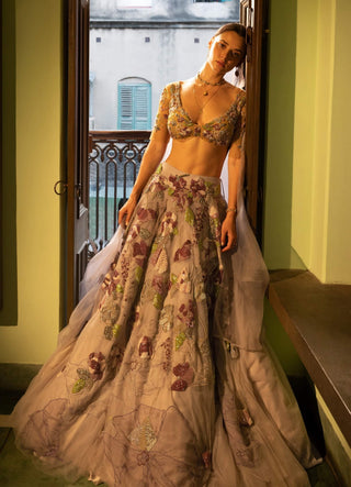 Purple Poppies Skirt Set by The Little Black Bow available on Indiaspopup