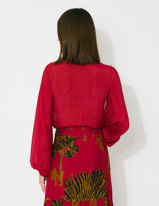 Red floral top and floral skirt