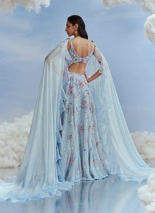 Nachiket Barve-Icy Blue Izmir Lehenga Set-INDIASPOPUP.COM
