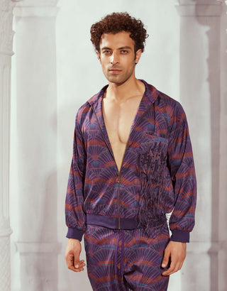 Aubergine Corduroy Bomber Jacket by Nikita Mhaisalkar Men available on Indiaspopup.com