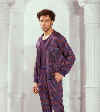 Aubergine Corduroy Bomber Jacket by Nikita Mhaisalkar Men available on Indiaspopup.com