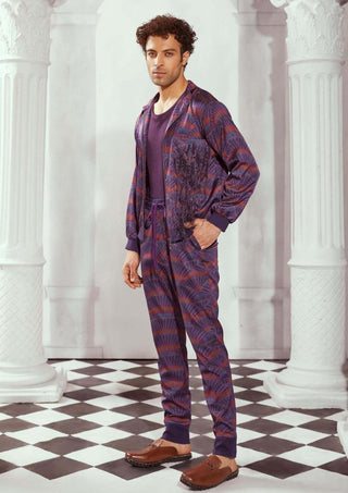 Nikita Mhaisalkar Men-Purple Art Print Co-Ord Set-INDIASPOPUP.COM