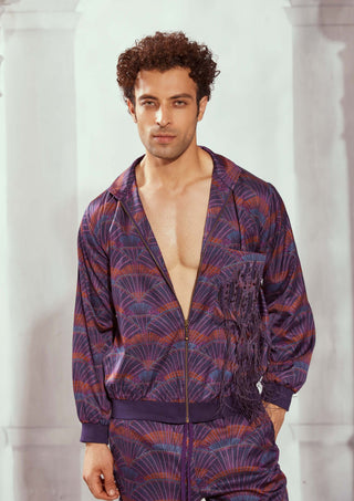 Aubergine Corduroy Bomber Jacket by Nikita Mhaisalkar Men available on Indiaspopup.com