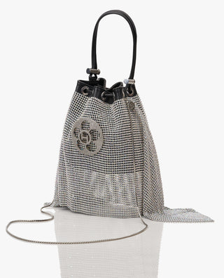 Outhouse Silver Poppi Crystal Bucket Bag available on indiaspopup