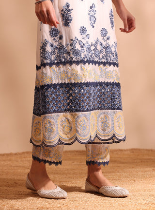 Valara white embroidered kurta set