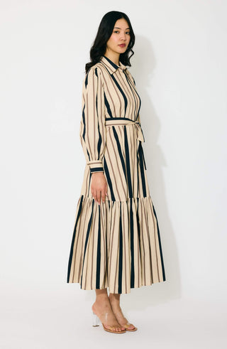 Cream and dark green stripe shirt dress