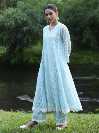 Maheen blue embroidered kurta set