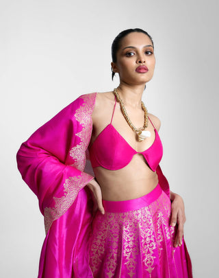 Ekaya Scarlet Rani Lehenga available on indiaspopup