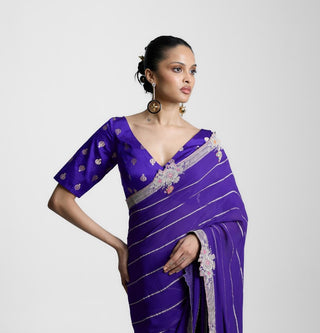 Ekaya Twilight Purple Chiffon Sari available on indiaspopup