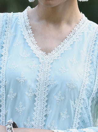 Maheen blue embroidered kurta set