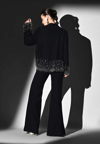 Noir blazer and bell bottom pants