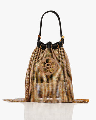 Outhouse Gold Poppi Crystal Bucket Bag available on indiaspopup