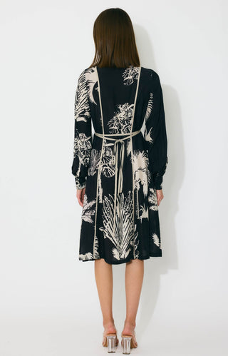 Black and beige floral shirt dress