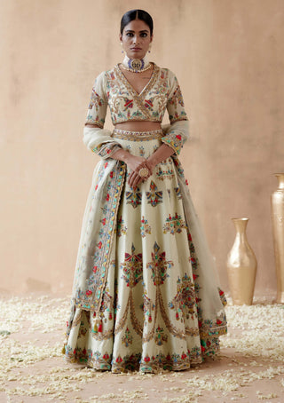 Aman Takyar-Mint Green Dupion Silk Lehenga Set-INDIASPOPUP.COM