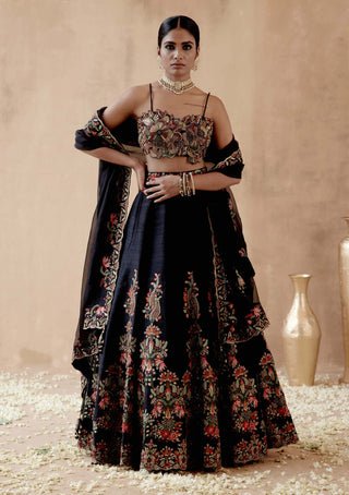 Aman Takyar-Black Raw Silk Lehenga Set-INDIASPOPUP.COM