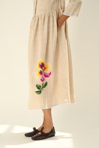 Massiana beige embroidery dress