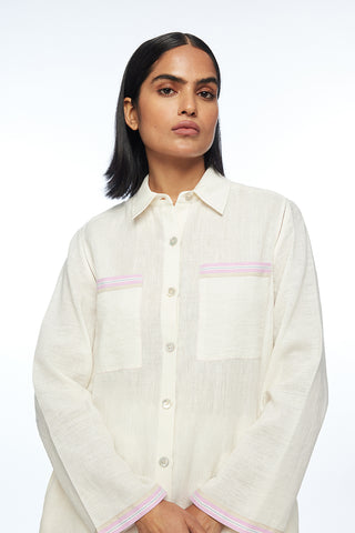 Moyesii ivory front open tunic