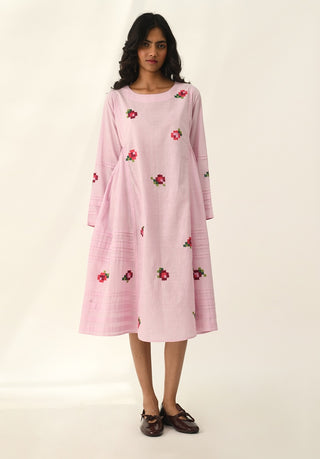 Glomerata rose embroidered tunic dress